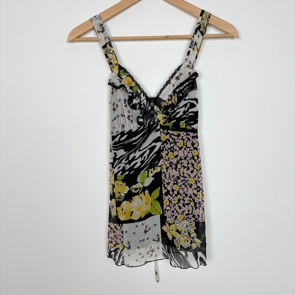 Bwear Tops - B-Wear Women Y2K Patchwork Floral Babydoll Tank‎ Top Size M Coquette Fairycore